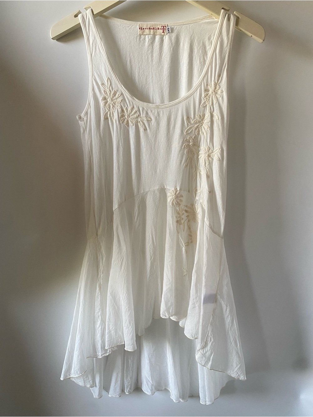 Johnny Was Love And Liberty Ivory Embroidered Boho Tunic Tank XS